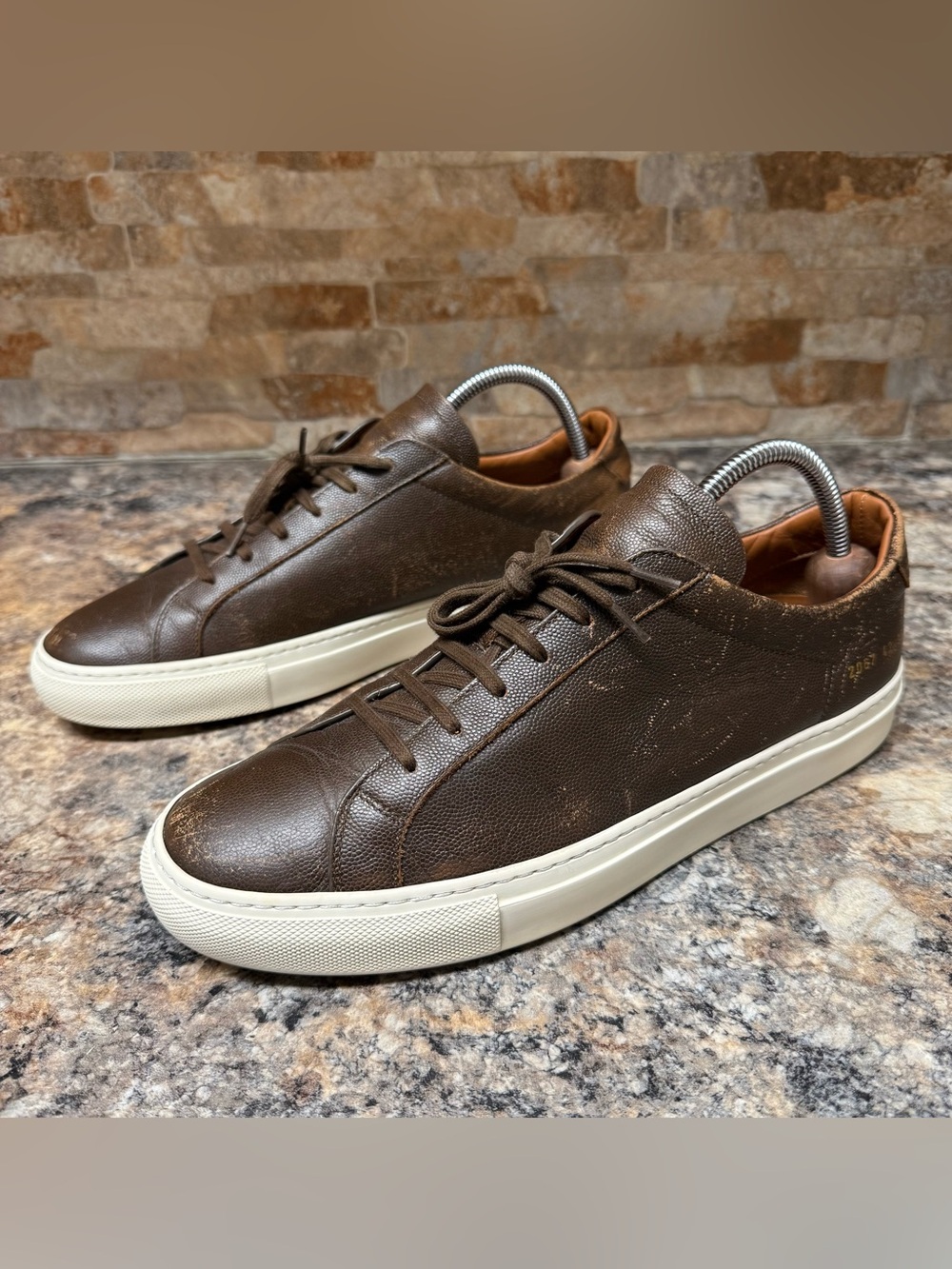 Common Projects Men's Achilles Low Sneaker Leather Premium Brown EU 42 US 9 9.5